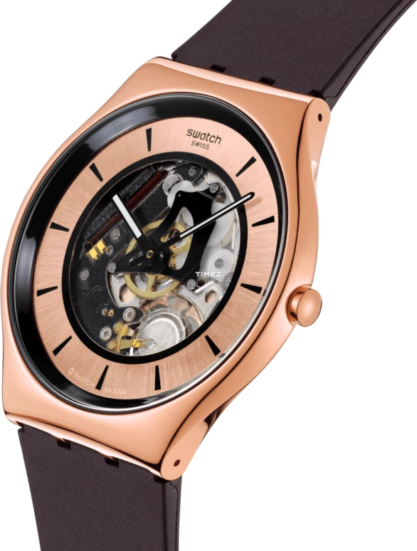 Swatch,Swatch Essentials 42mm,42mm,Stainless Steel,Rose Gold,Quartz,Round,SS07G107