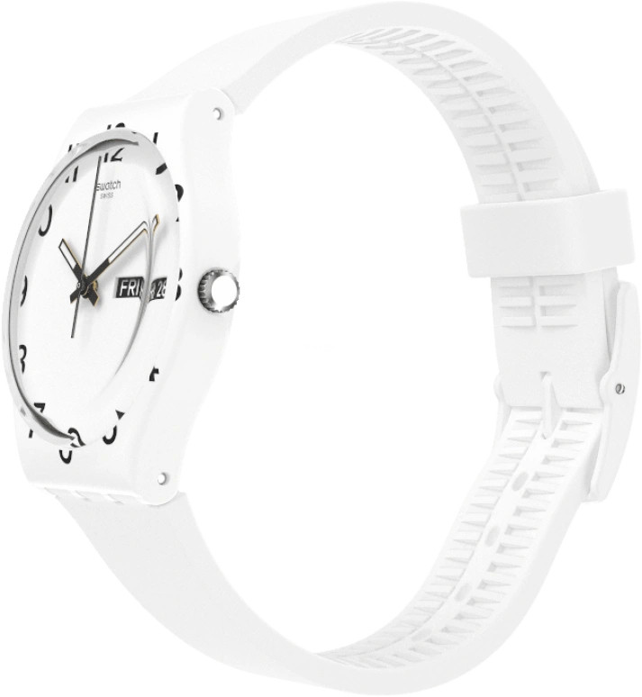Swatch,Originals 39.20mm,39.20mm,Plastic,White,Sapphire,Crystal Glass,GW716