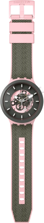 Swatch,Other 47mm,47mm,Bio-sourced,Pink,Grey,Skeleton,Quartz,Sapphire,Crystal Glass,Round,SB05P100