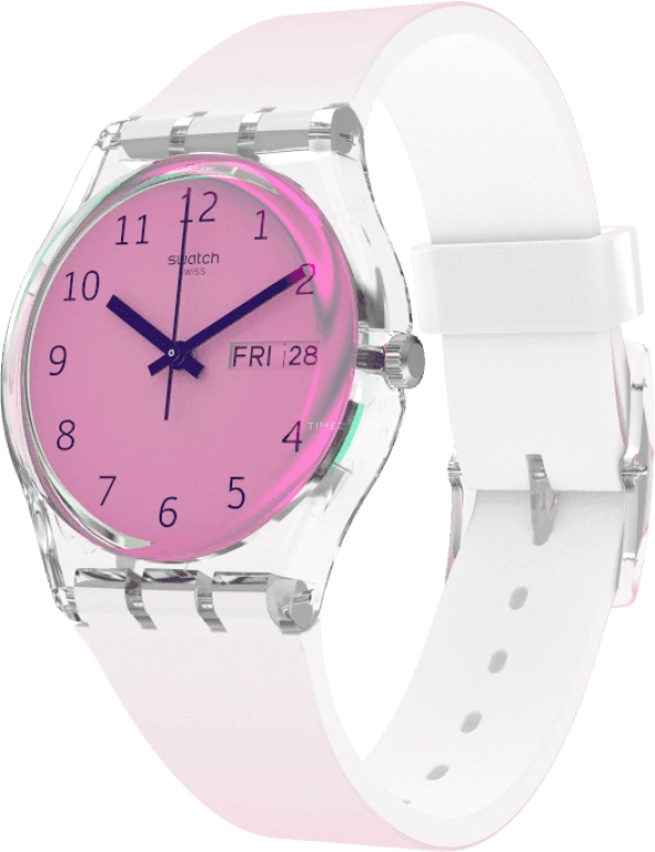 Swatch,Originals 34mm,34mm,Plastic,Pink,Sapphire,Crystal Glass,GE719