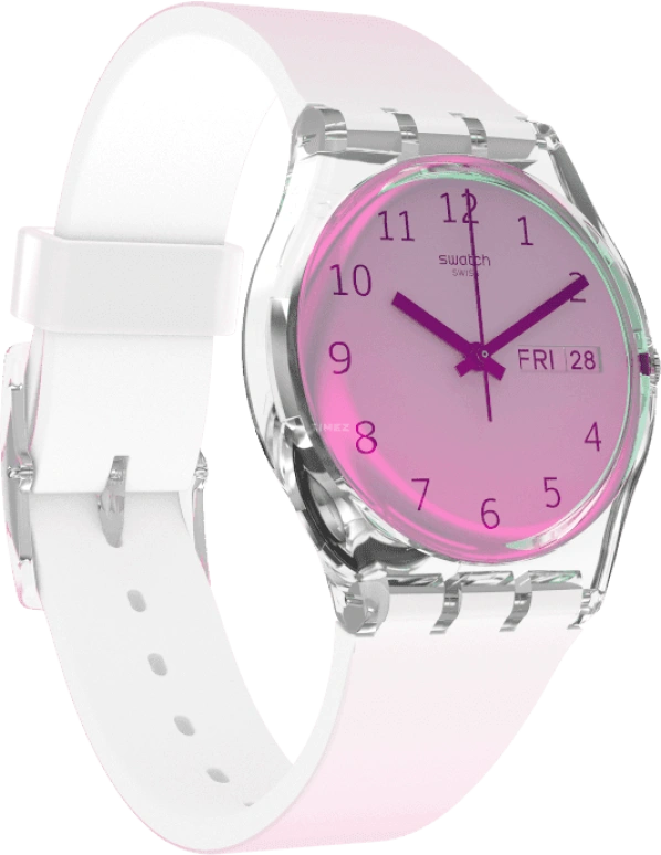 Swatch,Originals 34mm,34mm,Plastic,Pink,Sapphire,Crystal Glass,GE719