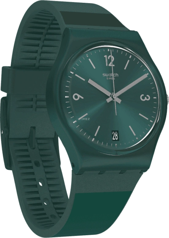Swatch,Originals 34mm,34mm,Plastic,Green,Quartz,Day,Round,GG408