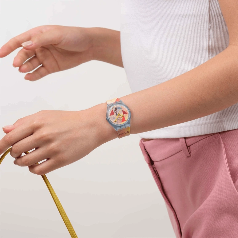Swatch,Originals 34mm,34mm,Bio-sourced,Multi-Color,Yellow,Automatic,Bio-sourced,Glass,Round,SO28Z703