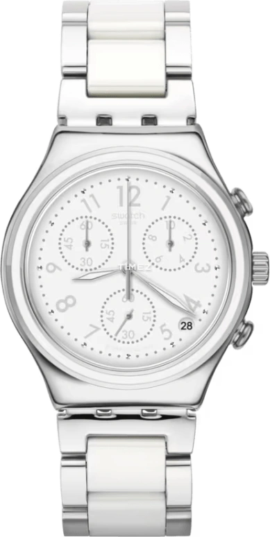 Swatch,IRONY 40mm,40mm,Stainless Steel,Silver White,Quartz,Chronograph,Day,YCS603G