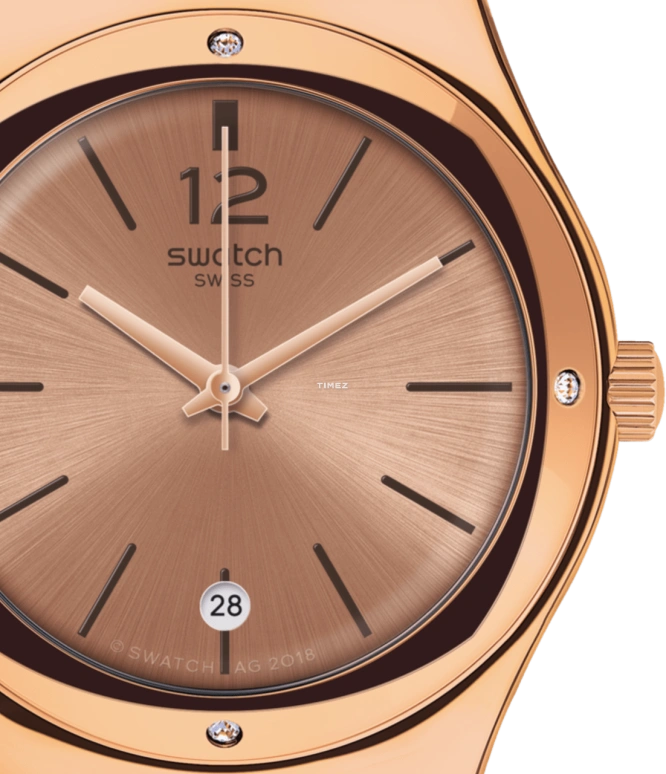 Swatch,IRONY 33mm,33mm,Stainless Steel,Brown,Quartz,Day,Sapphire,Crystal Glass,YLG408M