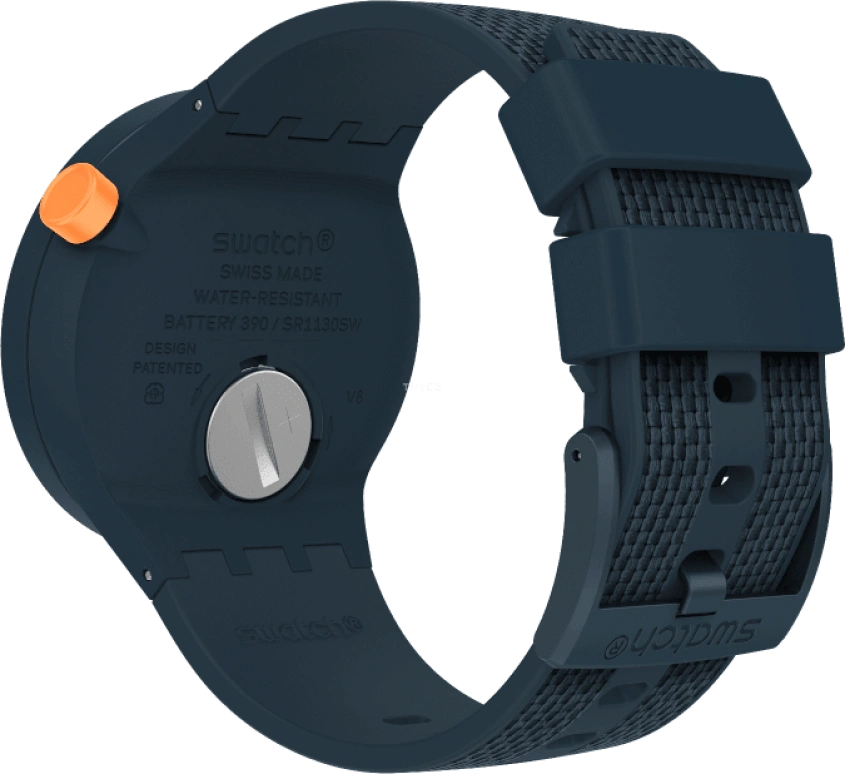 Swatch,THE BOLD 47mm,47mm,Plastic,Blue,Sapphire,Crystal Glass,Closed,SO27N107