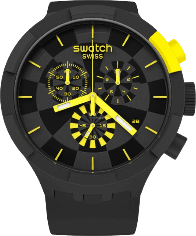 Swatch,THE BOLD 47mm,47mm,Plastic,Black,Sapphire,Crystal Glass,Closed,SB02B403