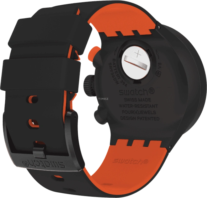 Swatch,THE BOLD 47mm,47mm,Plastic,Black,Sapphire,Crystal Glass,SB02B402