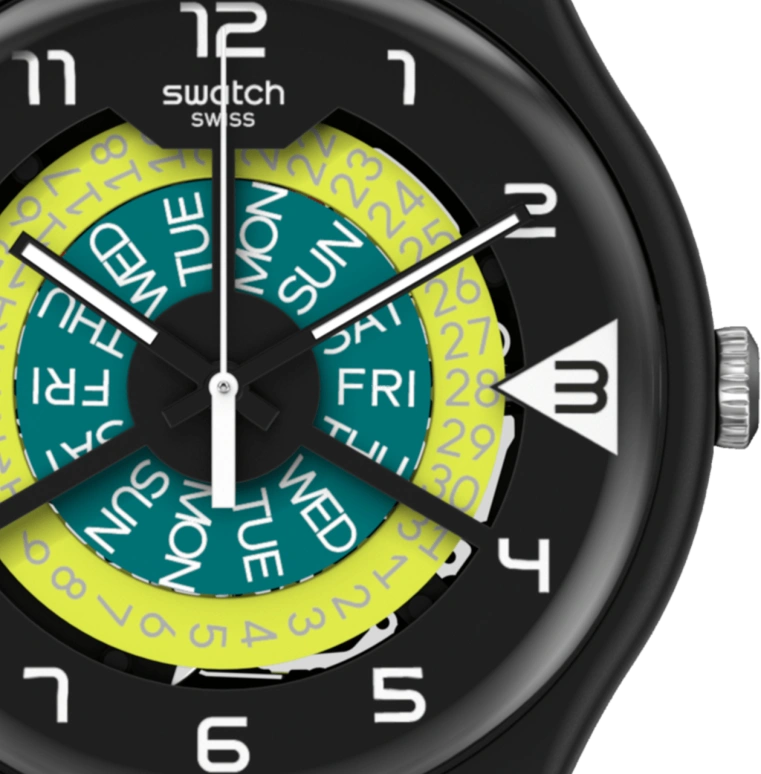 Swatch,Originals 41mm,41mm,Plastic,Black,Sapphire,Crystal Glass,Closed,SUOB732