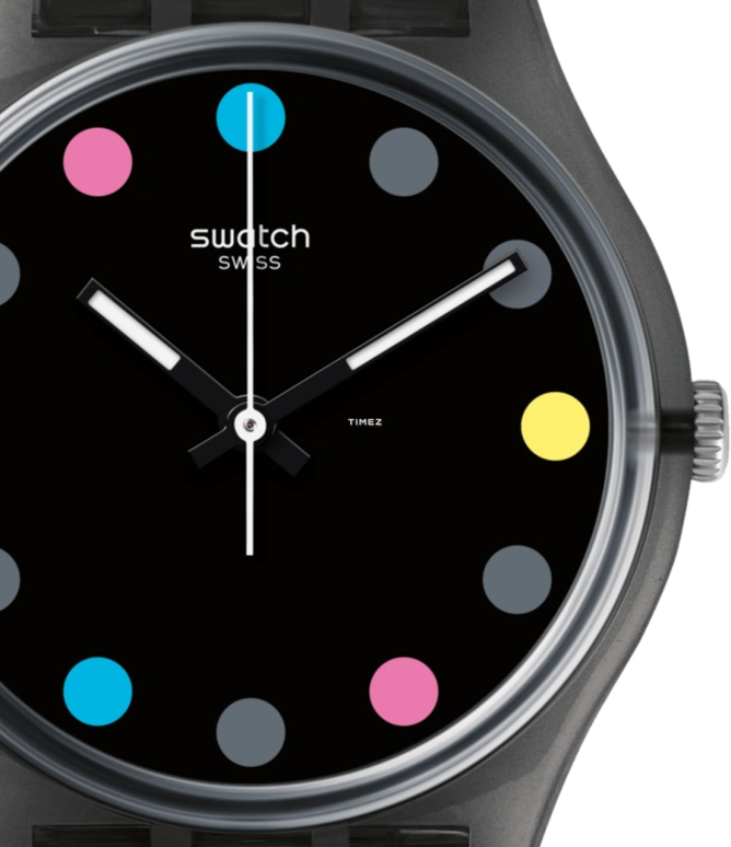 Swatch,Originals 34mm,34mm,Plastic,Black,Quartz,Tonneau,GB305