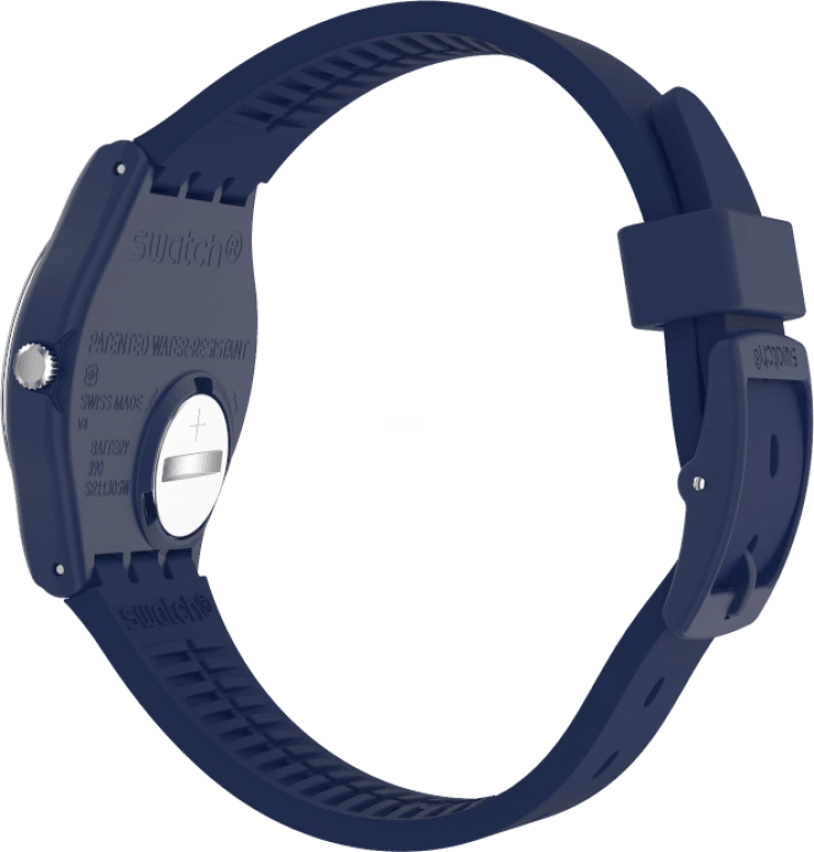 Swatch,Originals 39.20mm,39.20mm,Plastic,Blue,Sapphire,Crystal Glass,Closed,GN726