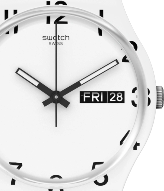 Swatch,Originals 39.20mm,39.20mm,Plastic,White,Sapphire,Crystal Glass,GW716