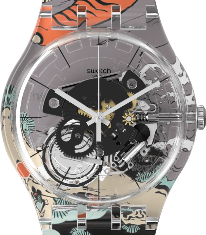 Swatch,Originals 41mm,41mm,Plastic,Transparent,Quartz,Round,SUOK144,SUOK144-065