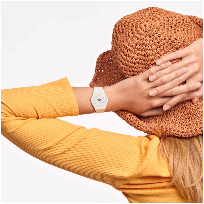 Swatch,Originals 34mm,34mm,Bio-sourced,White,Quartz,Sapphire,Round,SO28W106,SO28W106-S14
