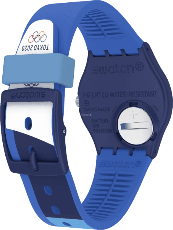 Swatch,Originals 34mm,34mm,Plastic,Blue,Quartz,Round,Silver,GZ708