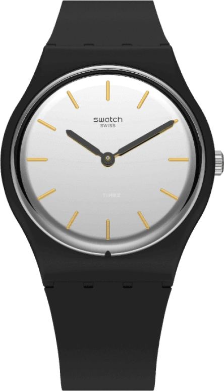 Swatch,Originals 34mm,34mm,Plastic,Grey,Quartz,Round,Black,GB325