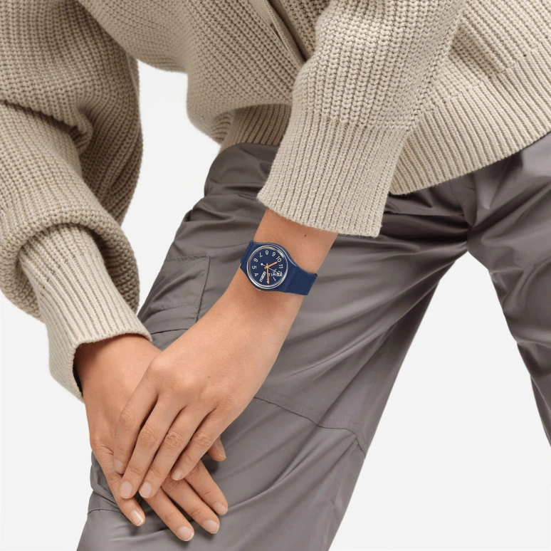 Swatch,Originals 34mm,34mm,Bio-sourced,Blue,Quartz,Date,Day,SO28I700