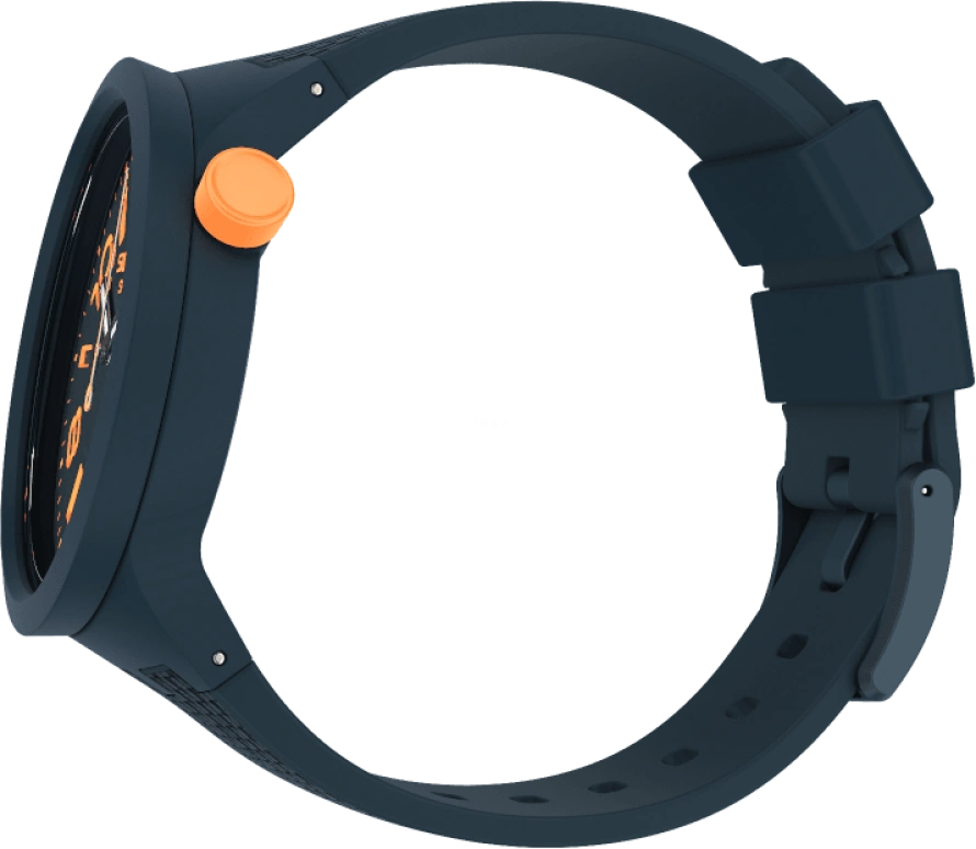 Swatch,THE BOLD 47mm,47mm,Plastic,Blue,Sapphire,Crystal Glass,Closed,SO27N107