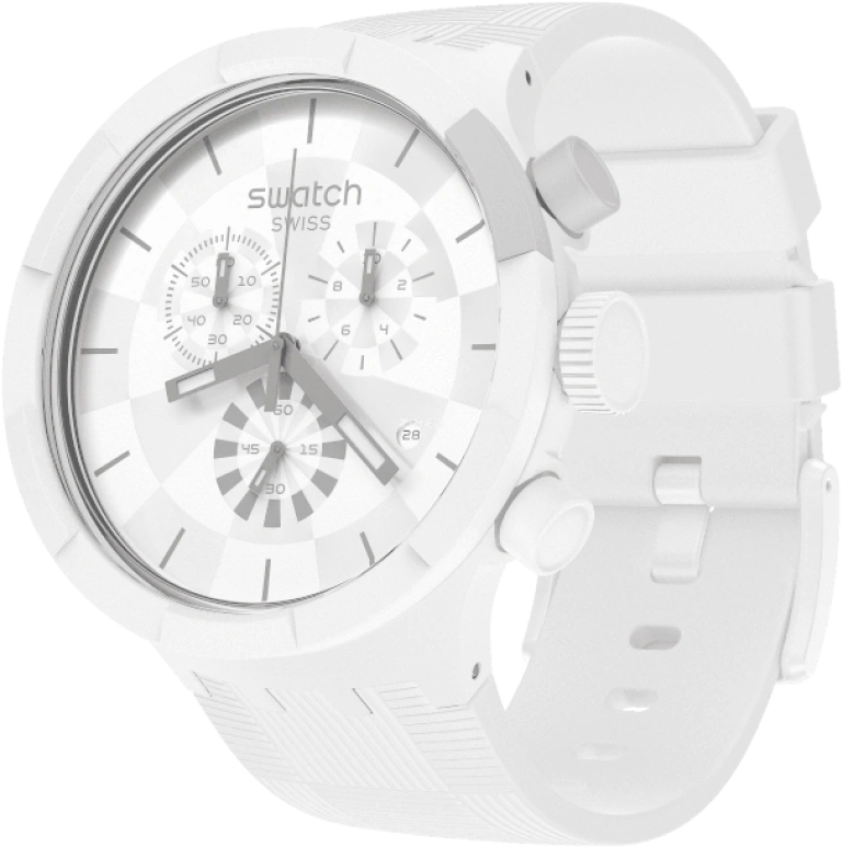 Swatch,THE BOLD 47mm,47mm,Plastic,White,Sapphire,Crystal Glass,SB02W400