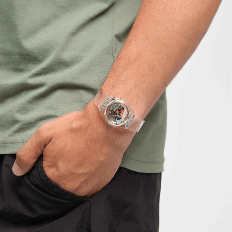 Swatch,Originals 34mm,34mm,Bio-sourced,Silver,Quartz,Bio-sourced,Glass,Round,SO28K109,SO28K109-6000