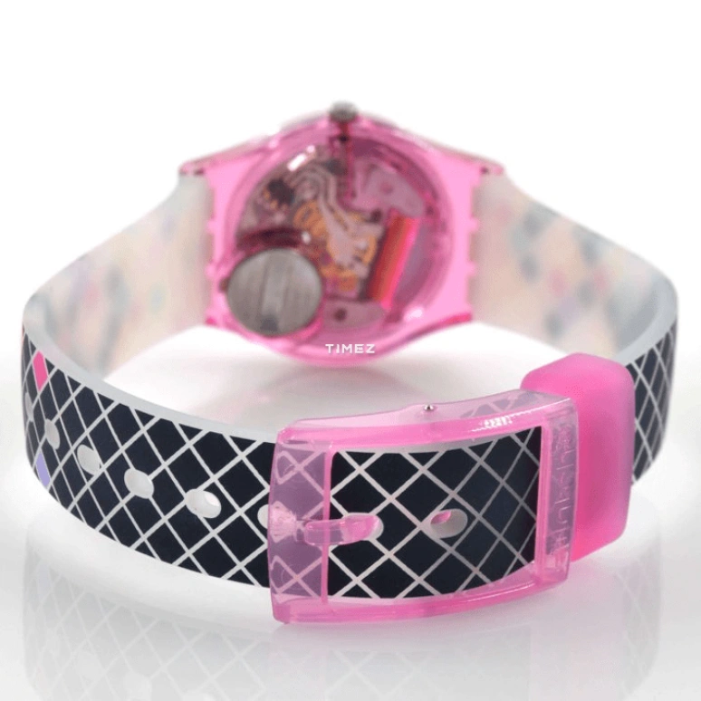 Swatch,Originals 25mm,25mm,Plastic,Blue,Quartz,Tonneau,Pink,LP153
