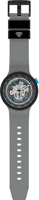 Swatch,THE BOLD 47mm,47mm,Plastic,Grey,Transparent,Quartz,Round,Gray,SO27M104,SO27M104-5300