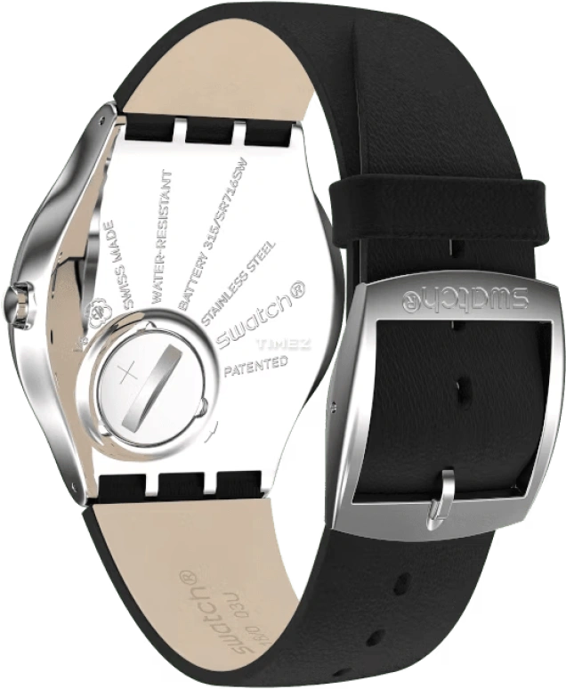 Swatch,SKIN 42mm,42mm,Stainless Steel,Black,Quartz,Round,Silver,SS07S115