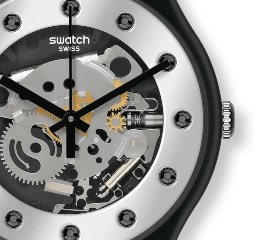 Swatch,Originals 41mm,41mm,Bio-sourced,Black,Skeleton,Quartz,Sapphire,Crystal Glass,Round,SO29B109
