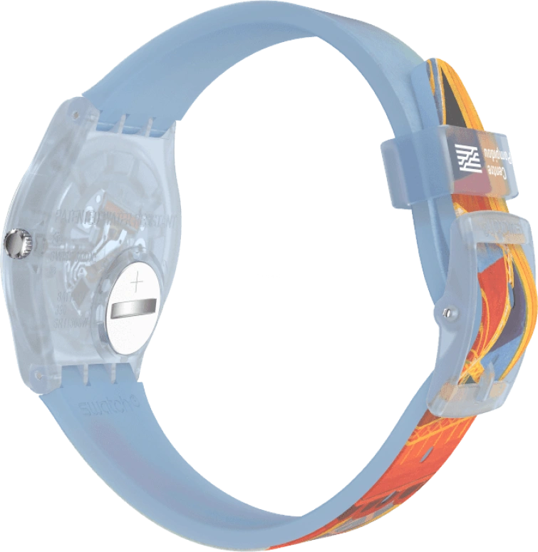 Swatch,Originals 34mm,34mm,Plastic,Blue,Quartz,Sapphire,Crystal Glass,Round,GZ357