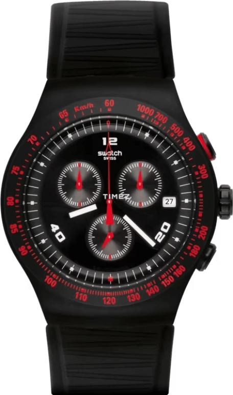 Swatch,CLASSIC 47mm,47mm,Stainless Steel,Black,Quartz,Chronograph,Day,YOB401