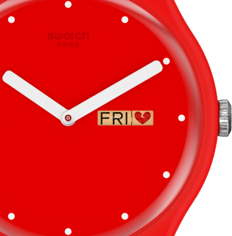 Swatch,Originals 41mm,41mm,Plastic,Red,Quartz,Date,Tonneau,SUOZ718