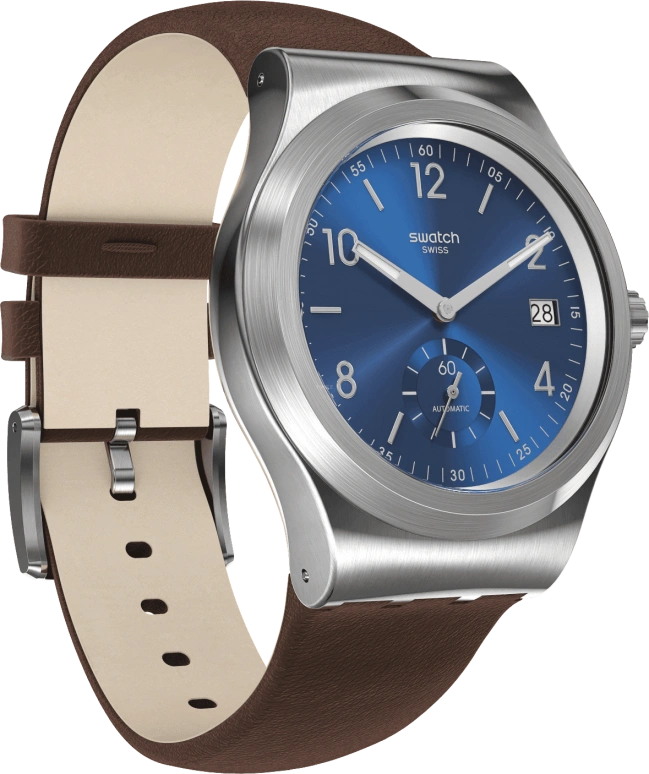 Swatch,IRONY 42mm,42mm,Stainless Steel,Blue,Open,SY23S410