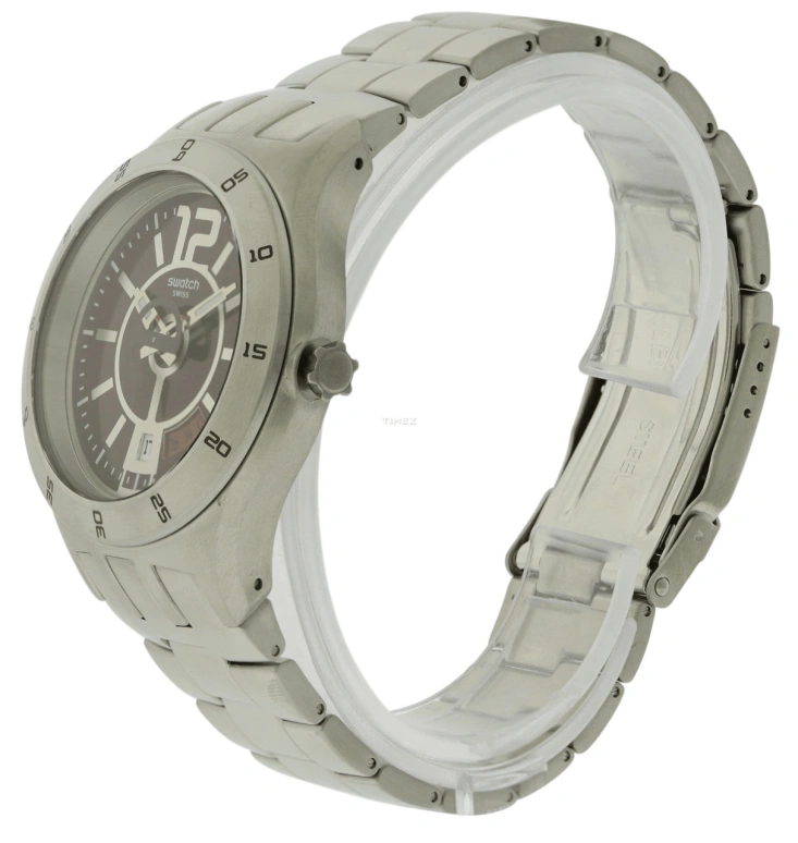 Swatch,Other 43mm,43mm,Stainless Steel,Coffee,Brown,Quartz,Day,Sapphire,Crystal Glass,YTS406G