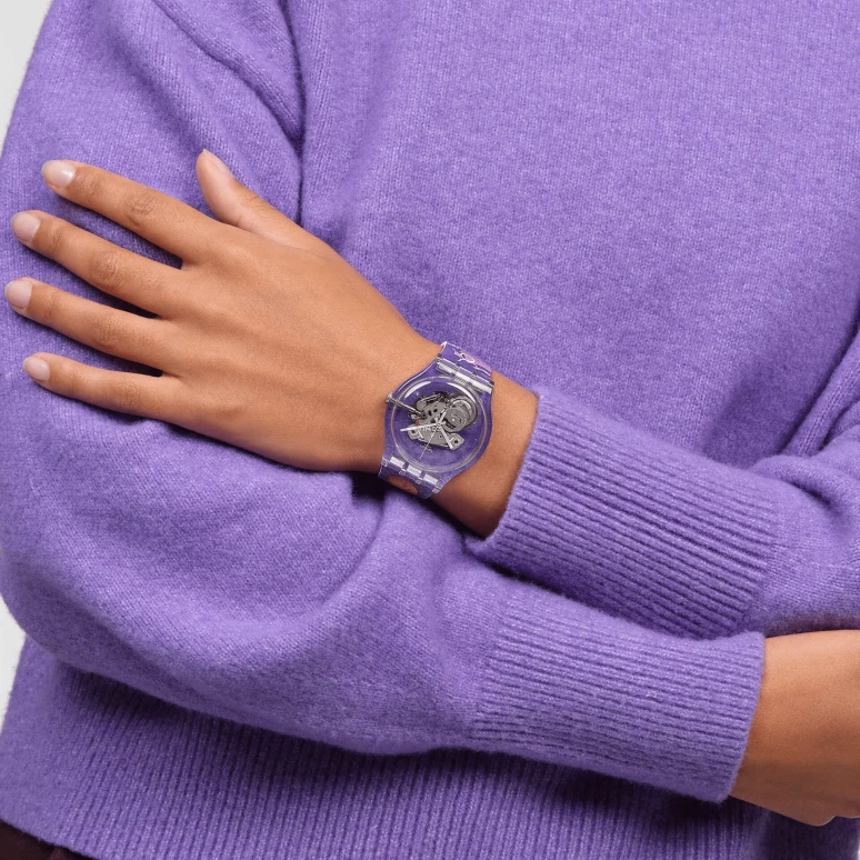Swatch,Originals 41mm,41mm,Plastic,Transparent,Quartz,Sapphire,Crystal Glass,Round,SUOK137,SUOK137-042