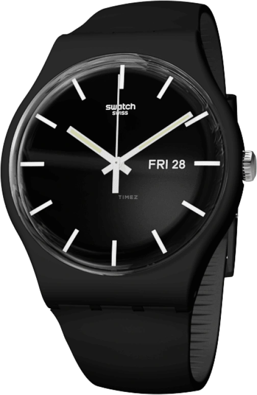 Swatch,Originals 41mm,41mm,Plastic,Black,Quartz,Date,Day,SUOB720