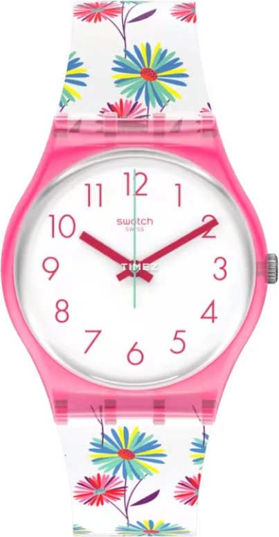 Swatch,Originals 34mm,34mm,Plastic,White,Quartz,Tonneau,Pink,GP171