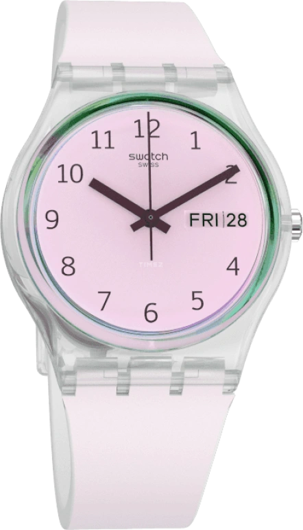 Swatch,Originals 34mm,34mm,Plastic,Pink,Green,Sapphire,Crystal Glass,GE714