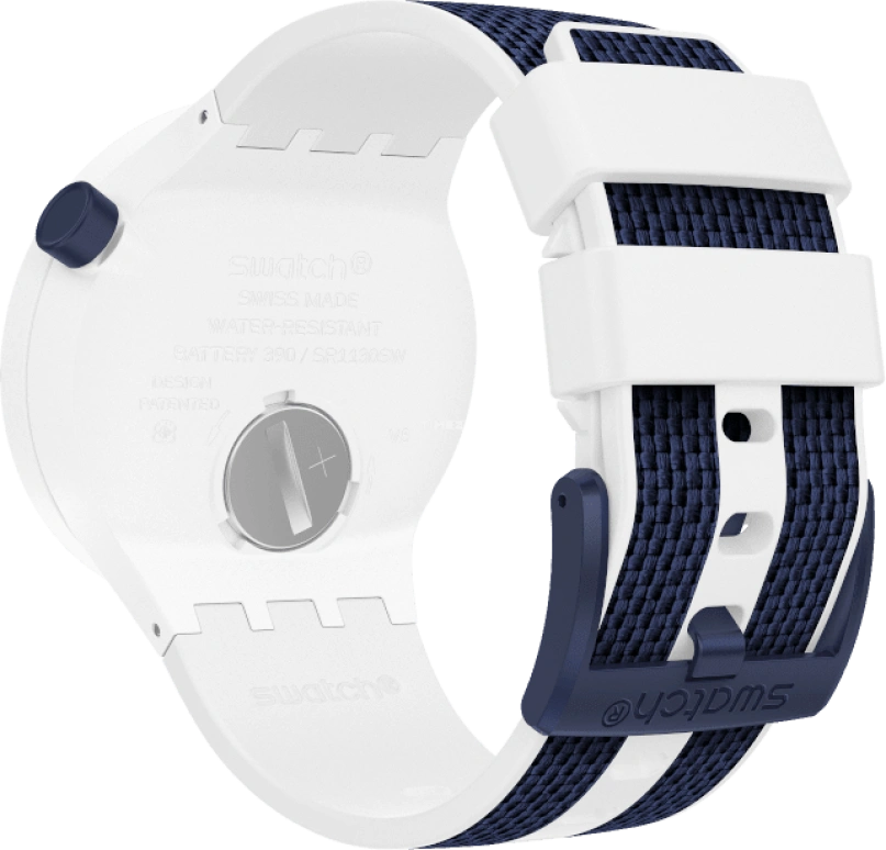 Swatch,THE BOLD 47mm,47mm,Plastic,White,Sapphire,Crystal Glass,Closed,SO27W102