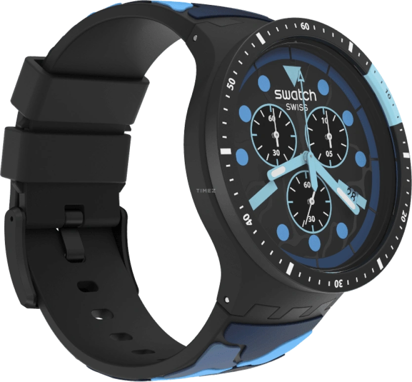 Swatch,THE BOLD 47mm,47mm,Plastic,Black,Sapphire,Crystal Glass,Closed,SB02B408
