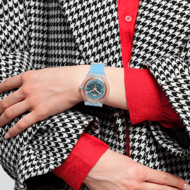 Swatch,Other 41mm,41mm,Plastic,Transparent,Quartz,Tonneau,SVIK102,SVIK102-5300