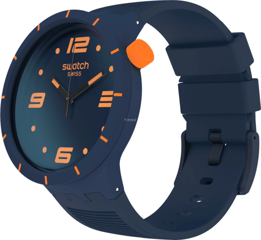 Swatch,THE BOLD 47mm,47mm,Plastic,Blue,Closed,SO27N110