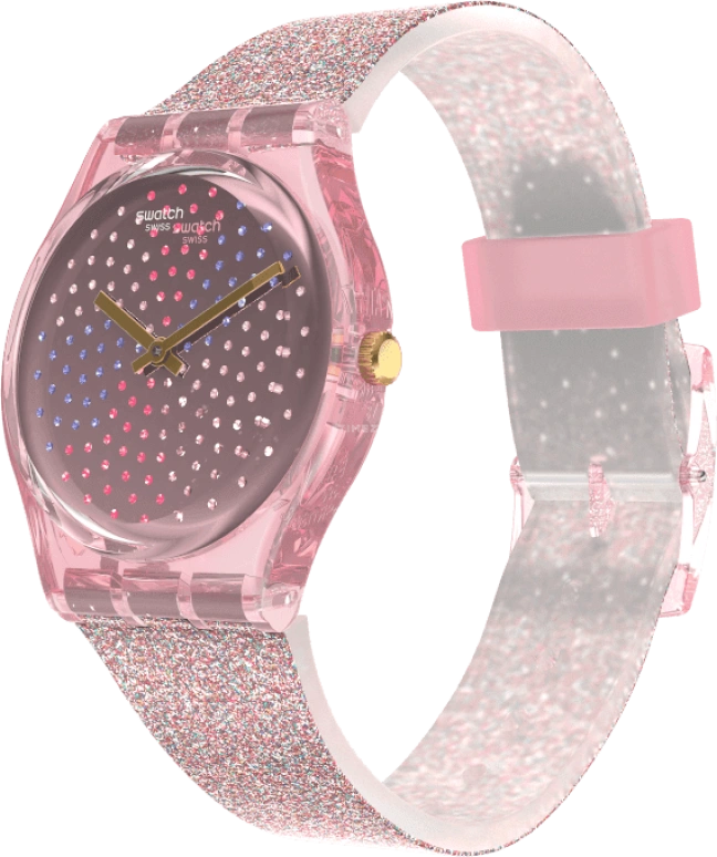 Swatch,Originals 34mm,34mm,Plastic,Pink,Sapphire,Crystal Glass,GP168