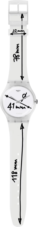 Swatch,Originals 41mm,41mm,Plastic,White,Quartz,Tonneau,Transparent,SUOW152