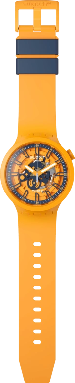 Swatch,Other 47mm,47mm,Plastic,Orange,Skeleton,Quartz,Sapphire,Crystal Glass,Round,SB01O101