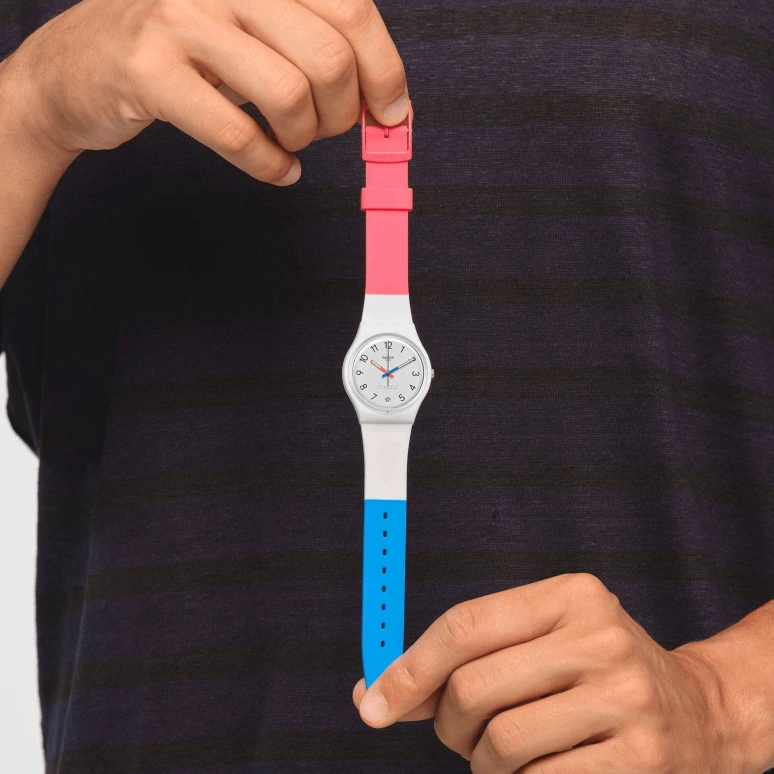 Swatch,Other 34mm,34mm,Bio-sourced,White,Quartz,Day,Sapphire,Crystal Glass,SO28W400
