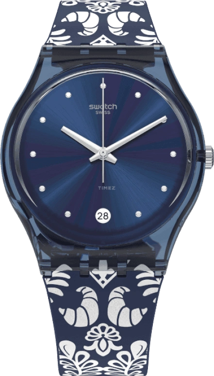 Swatch,Originals 34mm,34mm,Plastic,Blue,GN413