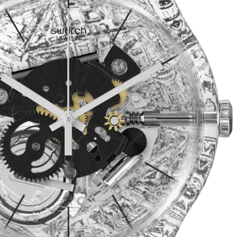 Swatch,Originals 41mm,41mm,Plastic,Grey,Skeleton,Quartz,Sapphire,Crystal Glass,Round,SUOK144,SUOK144-038