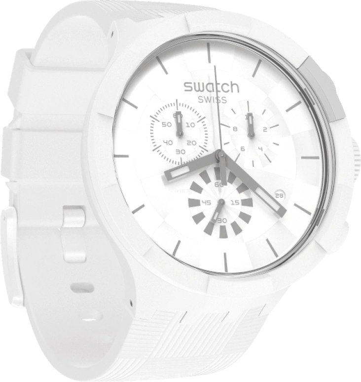 Swatch,THE BOLD 47mm,47mm,Plastic,White,Sapphire,Crystal Glass,SB02W400