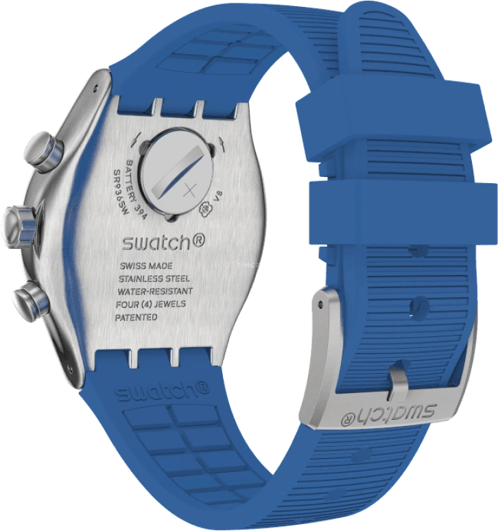 Swatch,IRONY 43mm,43mm,Stainless Steel,Black,Silver,Blue,Minutes,YVS485