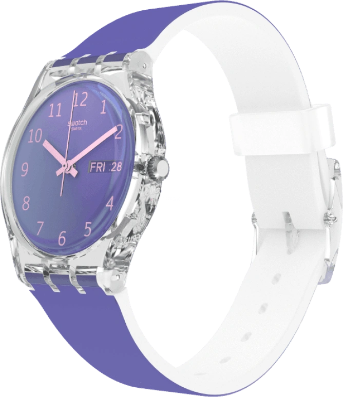 Swatch,Originals 34mm,34mm,Plastic,Purple,Green,Sapphire,Crystal Glass,GE718